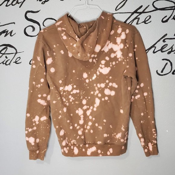 Essentials Zara Brown Bleach Dye Men's Basic Hoodie, M - Picture 4 of 6